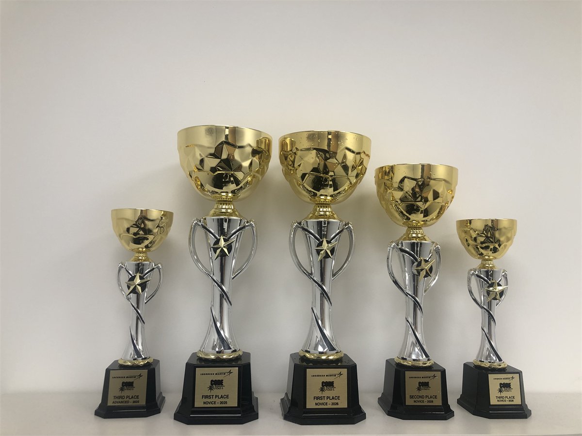 Lockheed Martin Code Quest trophy collection from AlgoPath student achievements
